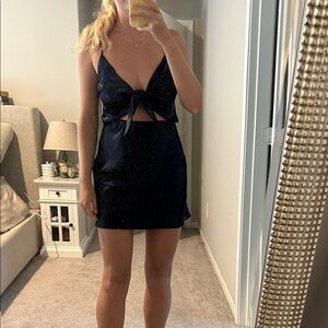 Satin Tie Front Mini Dress